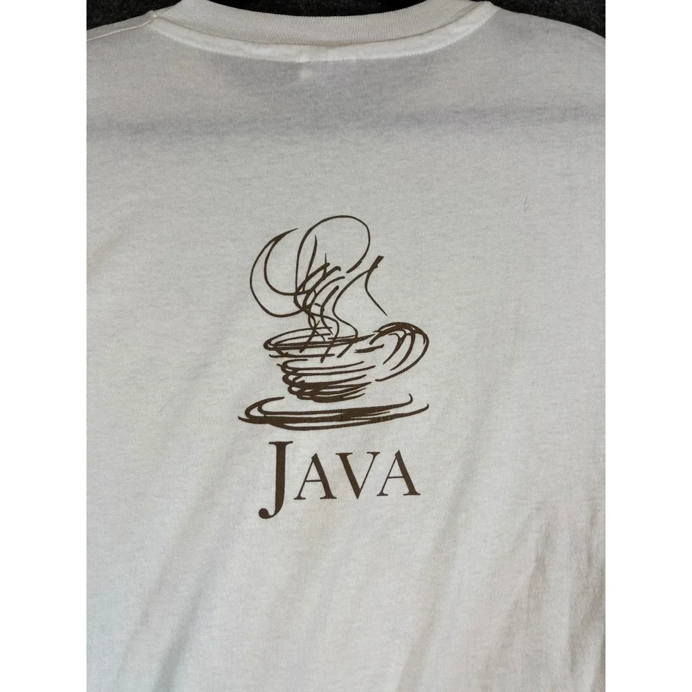 VTG 90s Sun Microsystems Java T Shirt Mens XL White Tech Promo Casual Streetwear